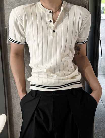Magnum Henley Neck Short-Sleeved Knitwear