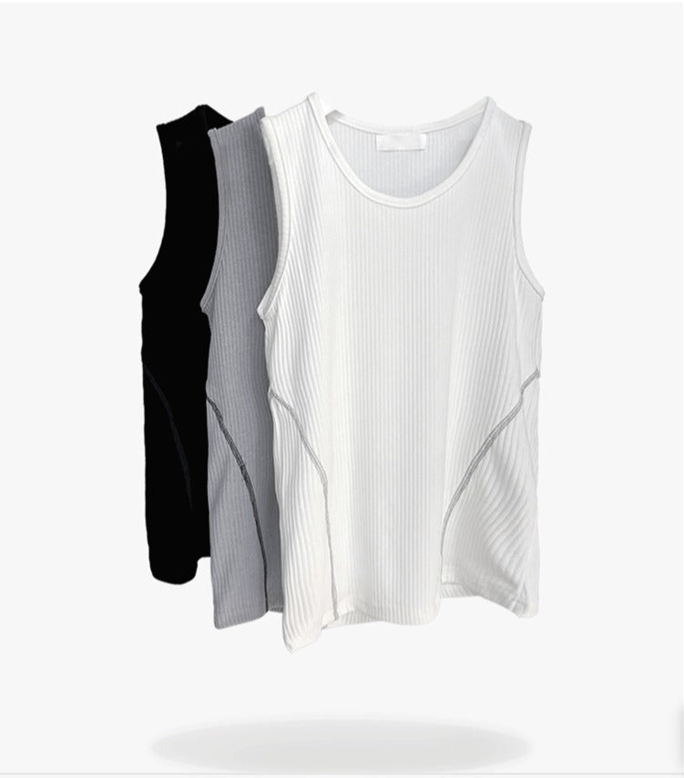 Muscle fit side stitch ribbed sleeveless for inner wear