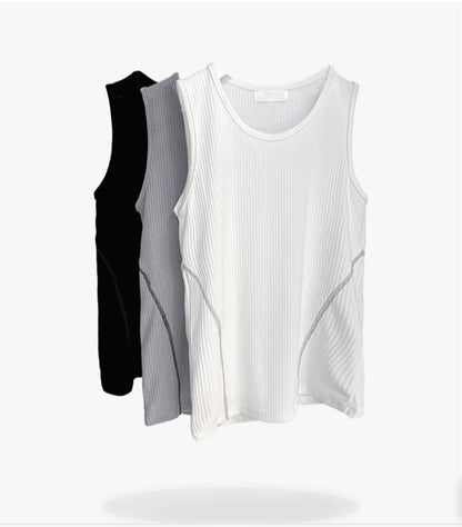 Muscle fit side stitch ribbed sleeveless for inner wear