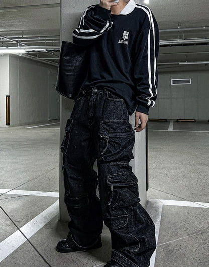 multi pocket cargo denim pants