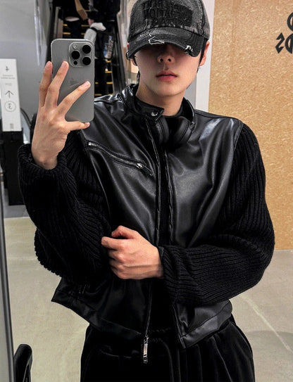 Deep black knit suede jacket [Deep black]