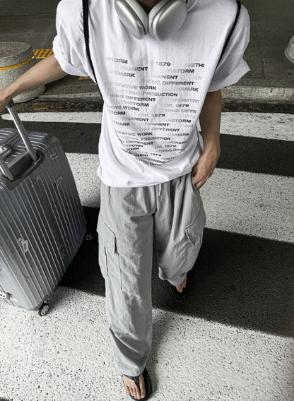 nylon cargo string pants
