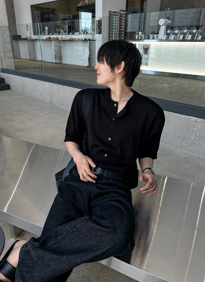 Summer Round-Neck Short Sleeve Cardigan