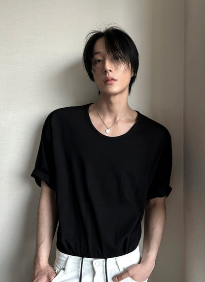 shaping round semi-wige short-sleeved T-shirt