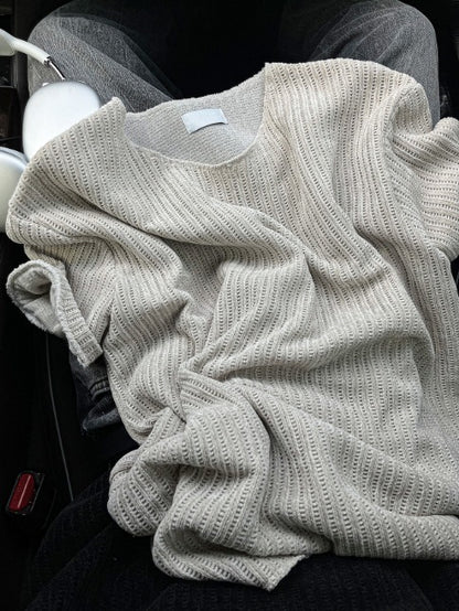 lay velour spring cut-off  short sleeve knit