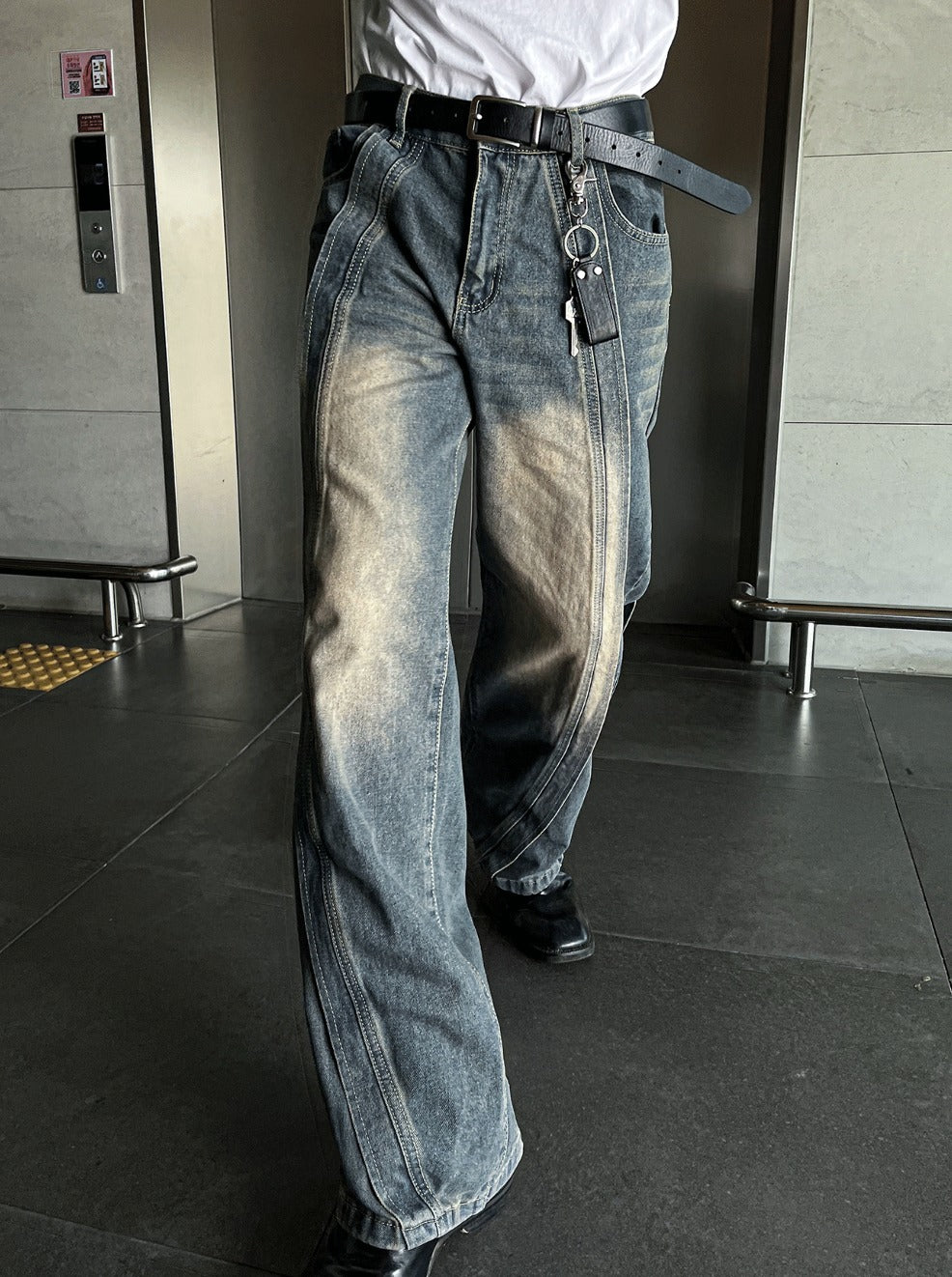Shabey Banding Wave Washing Denim
