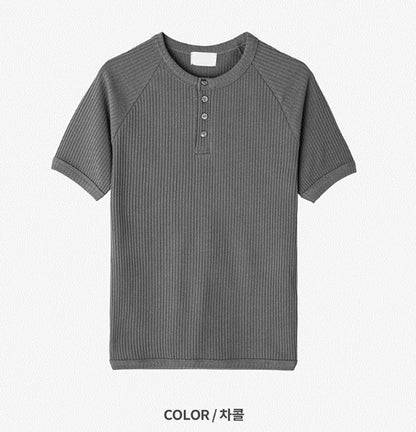 Muscle Fit Henry Neck Short-Sleeved Knitwear