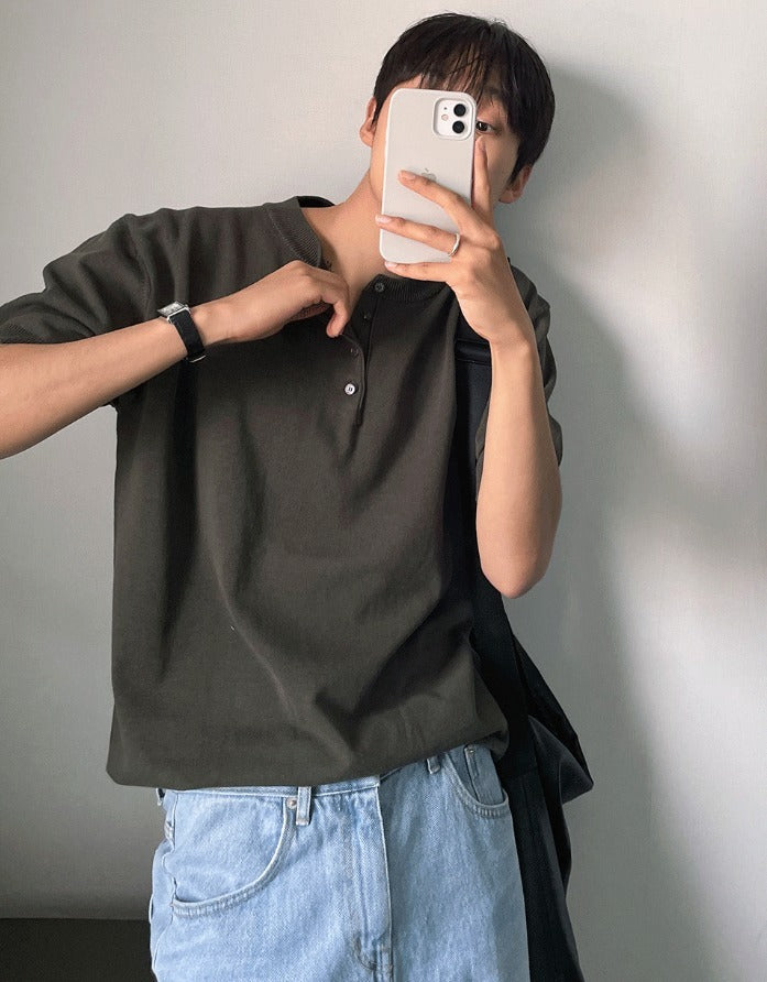 Cooling Linen Henley Short Sleeve