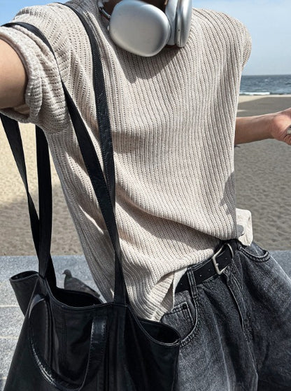 lay velour spring cut-off  short sleeve knit