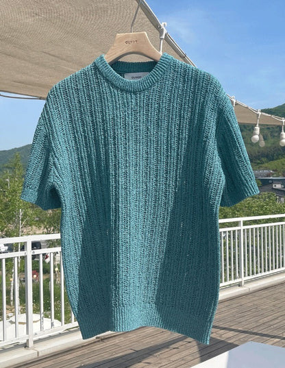 Fescale Boucle Round Short Sleeve Knit