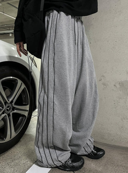 Piping Wide Sweat Sweat Pants