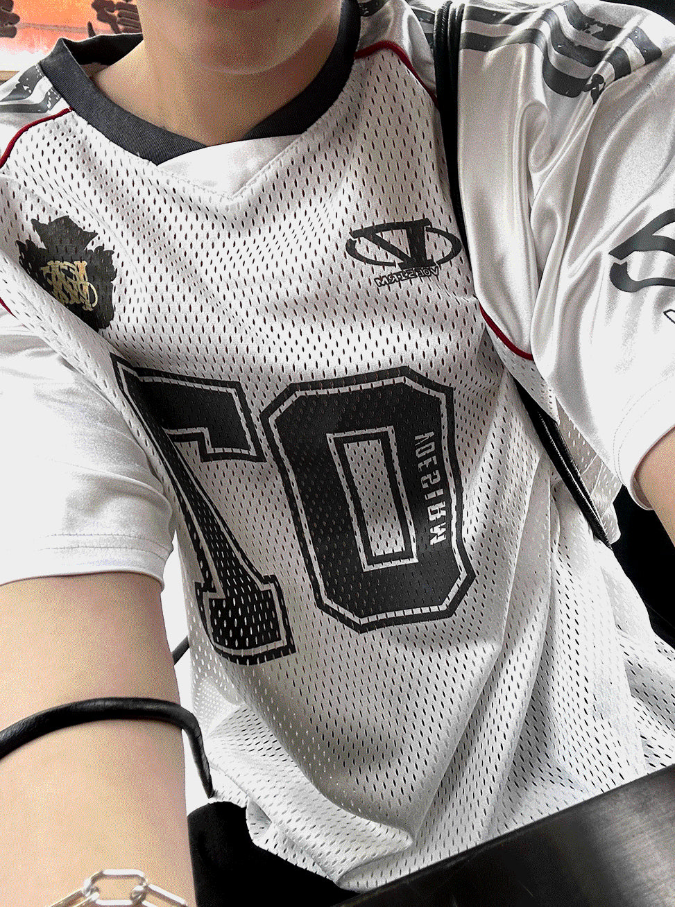 Matte Black & Silver White Track Short-Sleeve Tee