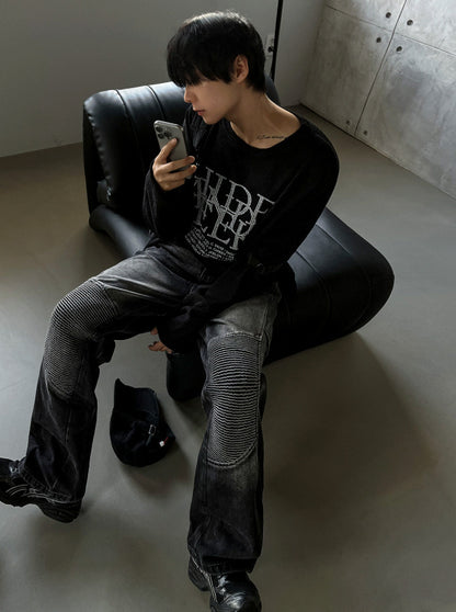 dope lettering knit long-sleeved