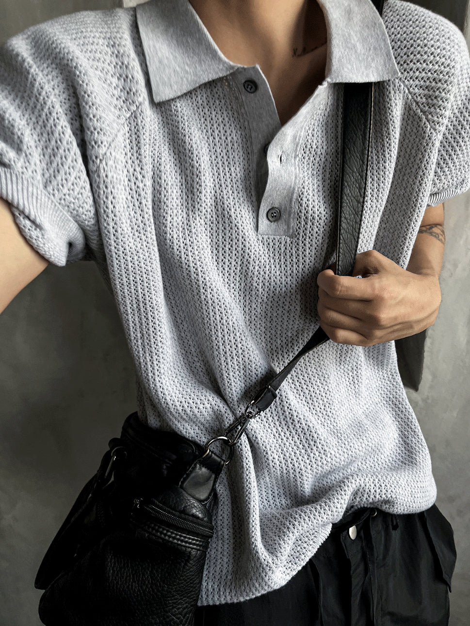 Peanut Openwork Short Sleeve Knit