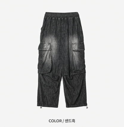Summer Cool Cargo Banding Denim Pants