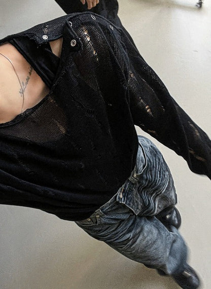 mud-Washing denim pants