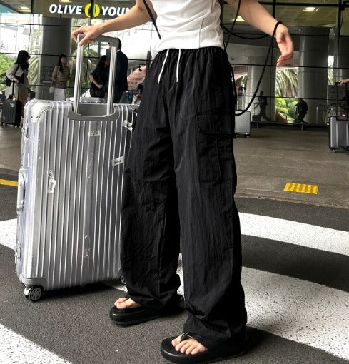 nylon cargo string pants