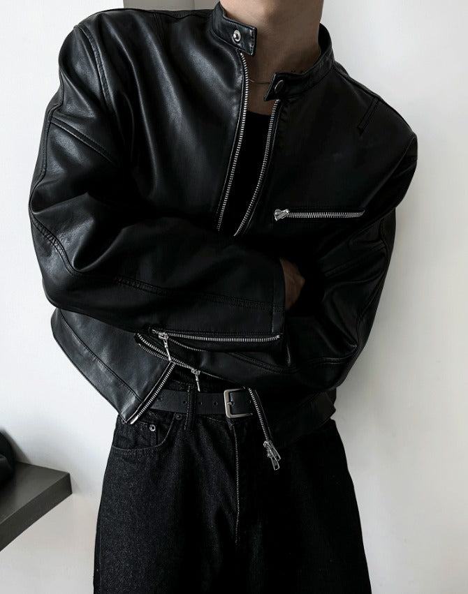 Premium Crop Leather Jacket