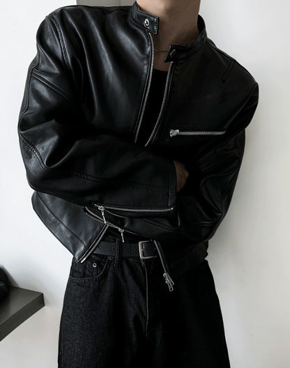 Premium Crop Leather Jacket