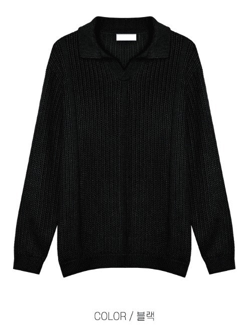Open Collar Mesh Knit