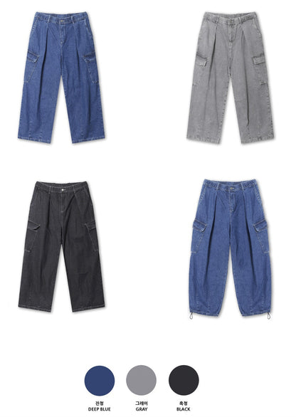 Pigment Balloon stitch Cargo Denim Pants