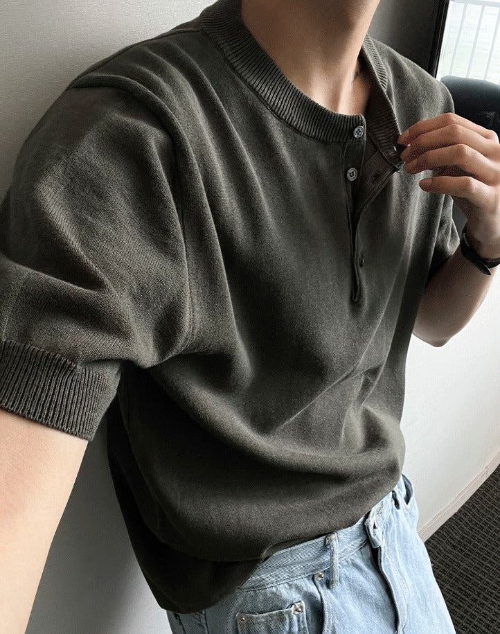 Cooling Linen Henley Short Sleeve