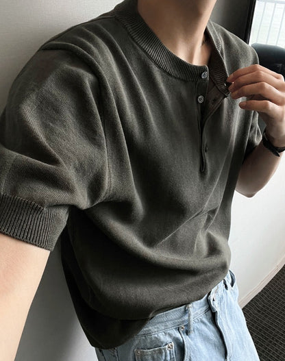 Cooling Linen Henley Short Sleeve