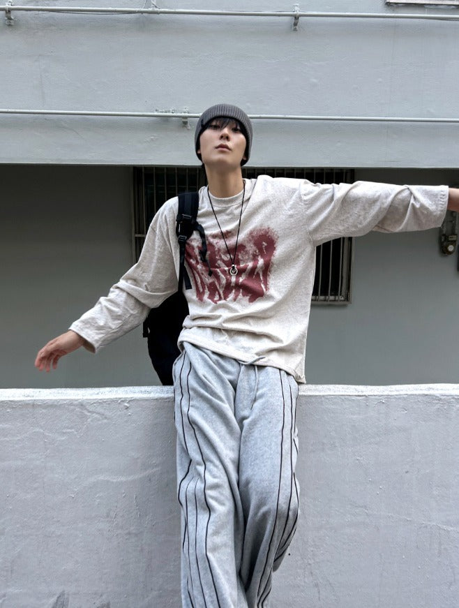Piping Wide Sweat Sweat Pants
