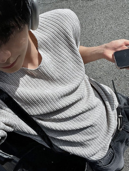 lay velour spring cut-off  short sleeve knit