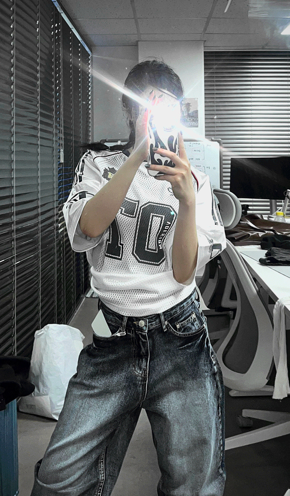 Matte Black & Silver White Track Short-Sleeve Tee