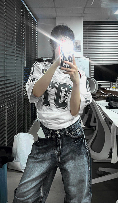 Matte Black & Silver White Track Short-Sleeve Tee