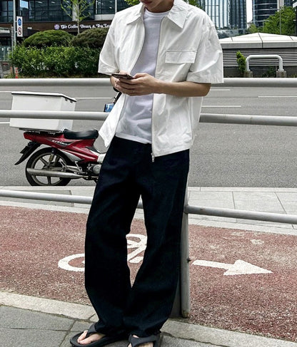 Flare Short Sleeve Zip-Up