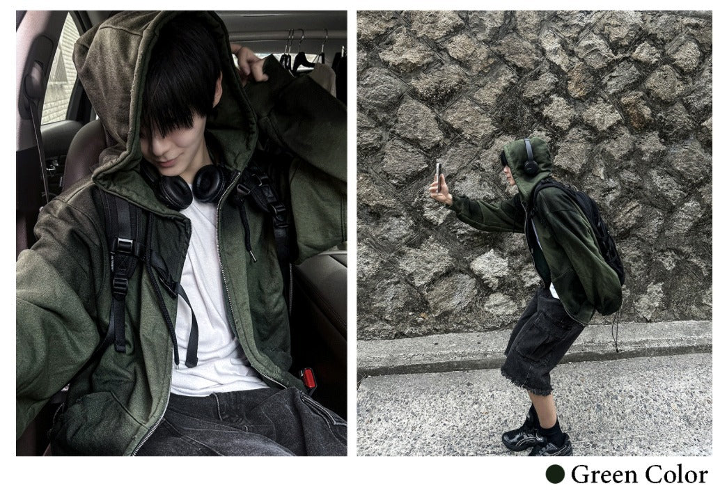 Runderwall Semi-Crop Hoodie Zip-Up