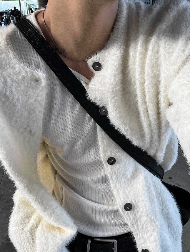 24FW New Thick Angora Semi-Oversized Cardigan