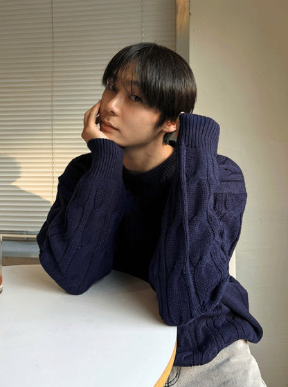 cable cosyharu semi-over knit