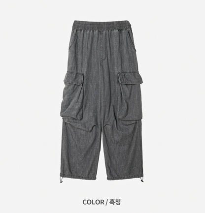 Summer Cool Cargo Banding Denim Pants