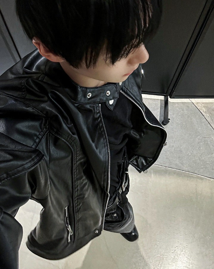 black up China leather jacket