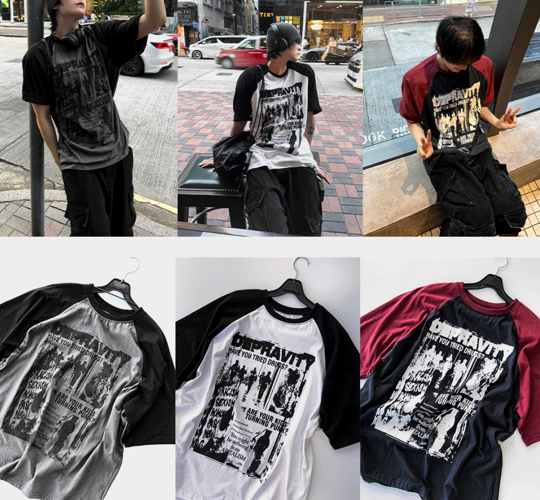 Dominic Color-Block Raglan Short-Sleeve TEE