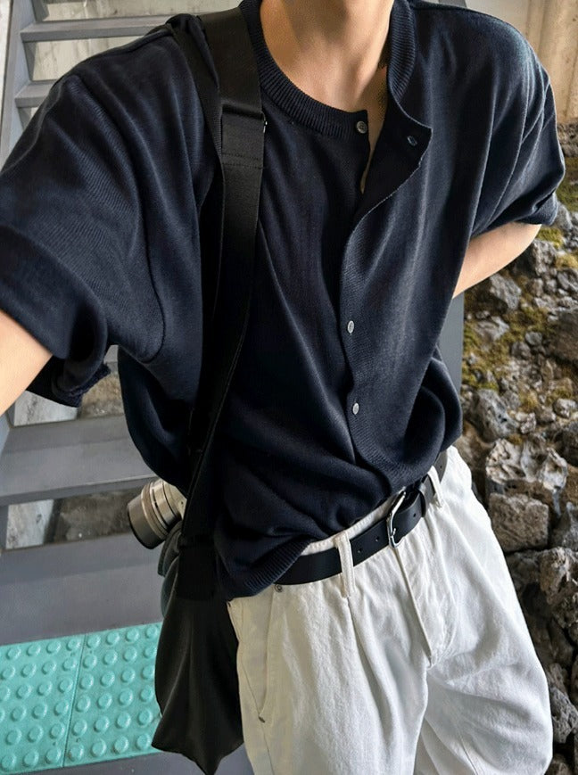 Summer Round-Neck Short Sleeve Cardigan