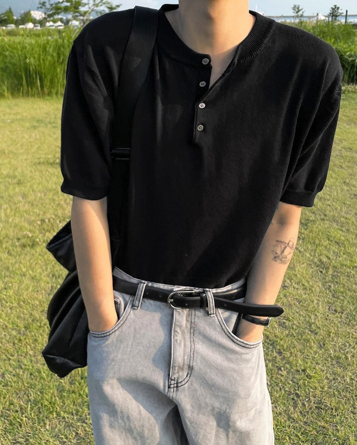 Cooling Linen Henley Short Sleeve