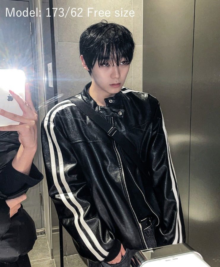 two-way biker leather jacket