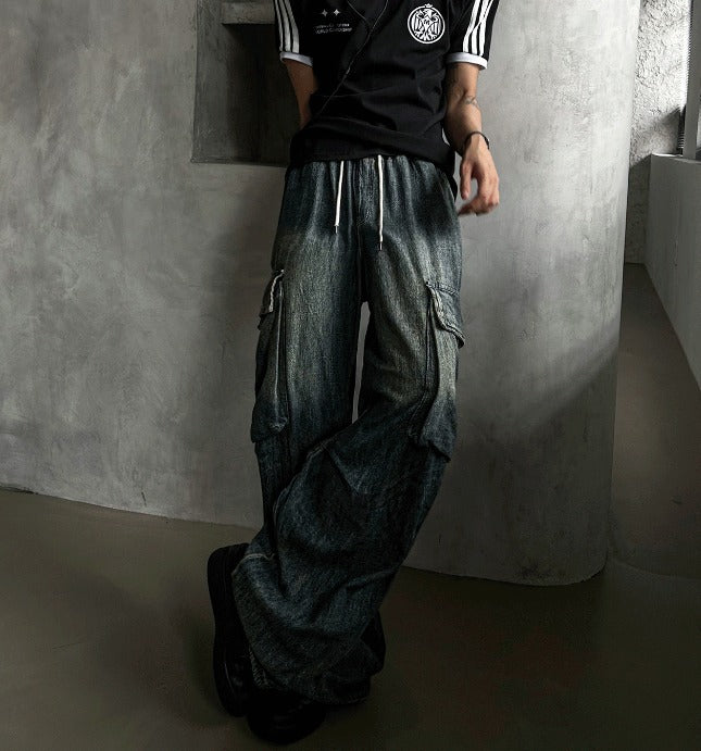 Summer Cool Cargo Banding Denim Pants