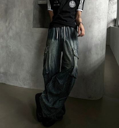 Summer Cool Cargo Banding Denim Pants