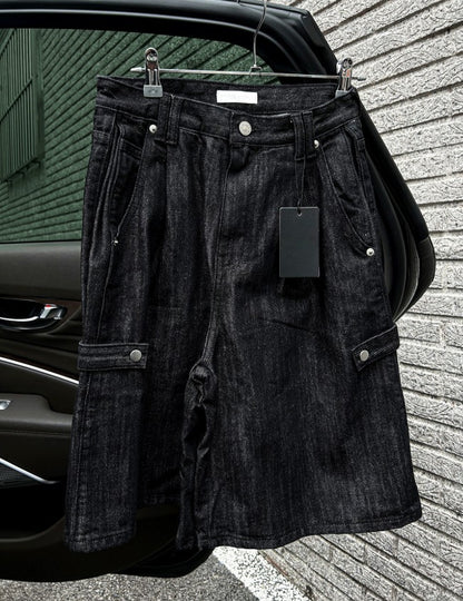 non-fade bermuda snap denim pants