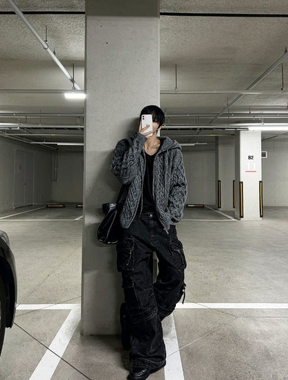 multi pocket cargo denim pants