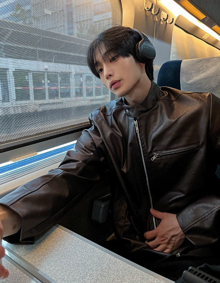 Concrete Crack Leather Jacket