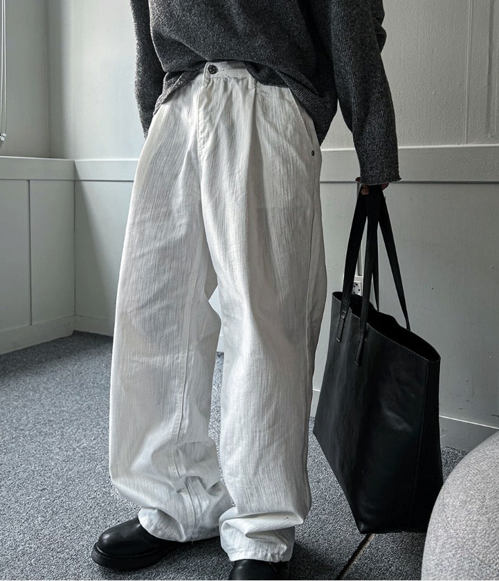 slob white wide denim pants