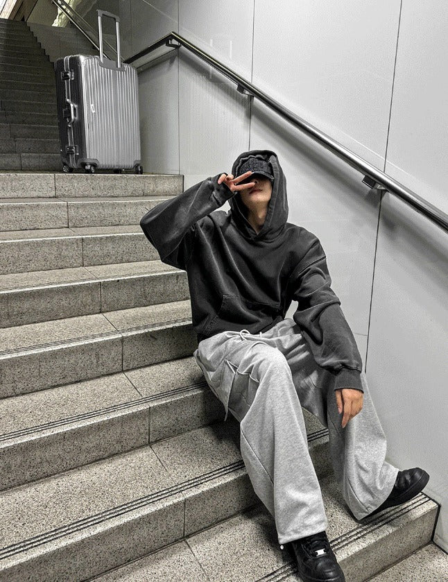Outside track over hoodie
