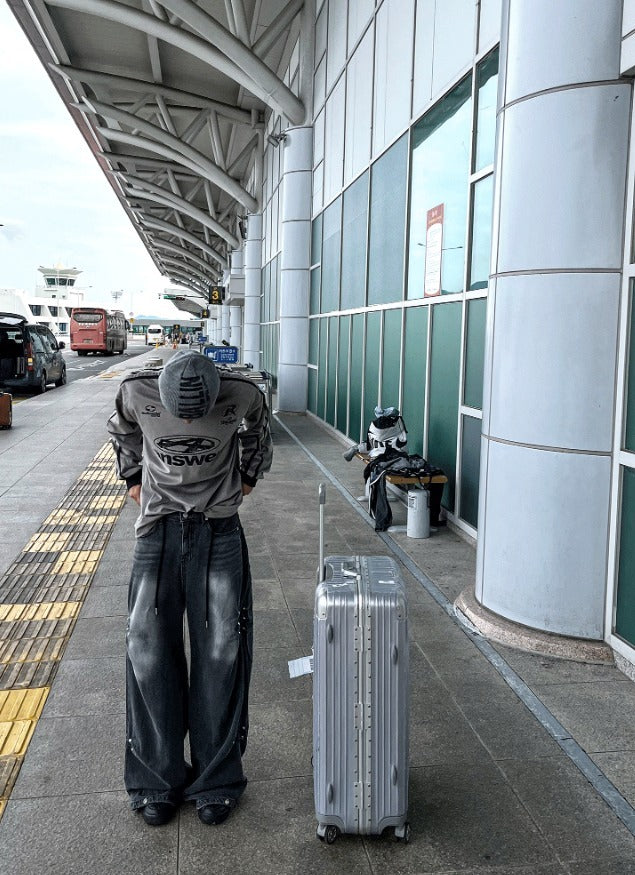 Riveted Pleated Denim