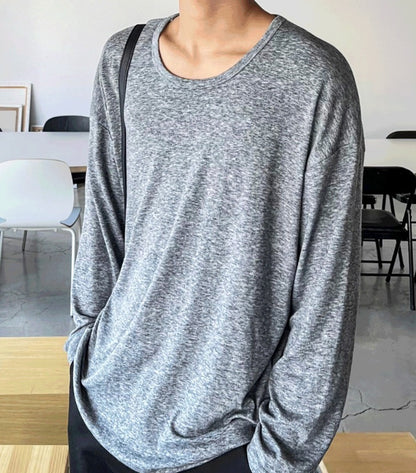 loose peach U-neck Tee